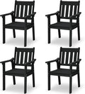 YEFU Patio Dining Chairs Set of 4: All Weather Outdoor Dining Chairs with Wide Curved Seat and Backrest - Outdoor Furniture Plastic for Outside Backyard/Garden/Porch/Deck 350lbs Capacity Black