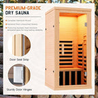Albott Infrared Sauna 1 Person, Infrared Saunas for Home, 1260W/110V Hemlock Wood Dry Sauna with Foot Warmer, 7-Color Light Therapy, 2 Bluetooth Speakers & LCD Control Panel, 32.3"x32.3"x66.1"