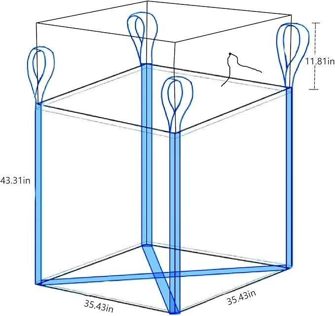 10 Pack FIBC Bulk Bag, 1.5 Ton Bag, 35"L x 35"W x 43"H, 3300lbs SWL, Duffle Top Flat Bottom, Heavy Duty Bulk Bags for Industry Agriculture