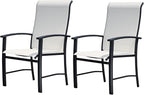 Outdoor Dining Chairs Set of 2, Stackable Patio Chairs with Metal Frame & Textilene Fabric, Perfect for Patio Garden Deck, Oyster