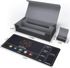 AFIING Mtg Deck Box Holds 5 Display Card Deck Boxes with Mtg Playmat & Dice Box,10 Dividers,1Card supporter, Trading Card Storage Box for Magic Yugioh Sports Cards (Black &Grey)