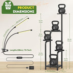 TOSKING 48" Tall Plant Stand with Grow Lights - 5-Tier Corner Plant Shelf with LED Full Spectrum Lights with Dimmer & Timer, Multi-Functional Corner Plant Stand for Home, Office, Balcony (Grow Light 5 Tier-Black)