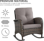 HUMMUH 6-Piece Outdoor Patio Furniture PE Wicker Patio Conversation Set,High Back Patio Couch with Ottomans Outdoor Rocking Chairs for Backyard,Porch,Deck