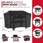 Unicook 5483 Griddle Cover for Blackstone 28 Inch Cooking Station with Hood, Heavy Duty Waterproof Flat Top Gas Grill Cover, All Weather Protection for BBQ Griddle, Black