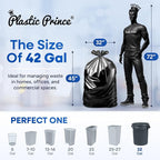 Heavy Duty Contractor Bags 42 Gallon with Flap Ties Trash Bags 3 Mil for Industrial Commercial Use 32 x 45 Yard Waste Bags, Black Pack of 20