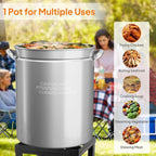 ROVSUN 62QT Stainless Steel Seafood Boil Pot With Strainer Basket, Lid & Hook, Versatile Stock for Crab, Lobster, Shrimp Boiling, Heavy-Duty Turkey Fryer for Outdoor Cooking & Gatherings