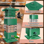 Squirrel Proof Bird Feeders for Outdoors Hanging, Large Capacity Gravity Protection Bird Feeders with 4 Feeding Ports, Metal Wild Bird Feeders for Outside, Finch, Cardinal, Blue Jay, 3.5Lbs