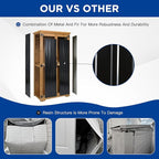 Outdoor Storage Cabinet Wood & Metal with Waterproof Roof, Garden Tool Shed with 3 Removable Shelves, 4 adjustable reinforced feet with metal brackets, 6 T-Hinge, magnetic door,15.6"D x 32.3"W x 66"H
