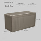 Multi-Functional 100 Gallon Patio Storage Bench - Waterproof Outdoor Deck Box & Storage Cabinet, Lockable Resin Chest for Pool/Garden Accessories, UV-Resistant, Weathered Grey