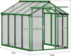 6x8 FT Greenhouse, Greenhouse for Outdoors, Polycarbonate Greenhouses with Quick Setup, Aluminum Frame and Roof Vent, Lockable Door for Backyard, Green Houses for Outside Garden Backyard, Patio