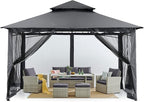 MASTERCANOPY Outdoor Garden Gazebo for Patios with Stable Steel Frame and Netting Walls (11x11,Dark Gray)