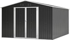 10x12 FT Outdoor Storage Shed, Large Metal Garden Shed with Lockable Hinged Doors, Outside Tool Shed with Sloped Roof & 4 Air Vents, Waterproof Storage Building for Backyard, Patio, Lawn, Black