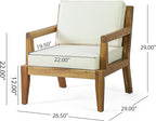 Merax Outdoor Patio Club Chairs,Set of 2,Acacia Wood Frame Conversation Set with Cushion for Porch Backyard,Classic Style