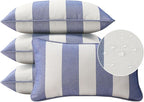 Decorative Outdoor Water Repellent Throw Pillows with Inserts, Set of 4, 20" x12" Pillows for Patio, Backyard, Bed, Couch, and Patio Furniture, Navy Stripe