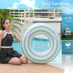 2 PCS Striped Pool Floats for Adults Swimming Rings Tube with Handles -Inflatable Pool Float Tube for Adults Pool Floats for The Beach, Party, Vacation