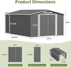 10×14 FT Outdoor Storage Shed, Dark Grey Workshop Shed with 3 Lockable Doors & 4 Vents for Backyard, Patio, Lawn, Garden Tool & Lawn Mower Storage - Ideal for Homeowners, Gardeners & DIYers