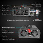3000Watt Pure Sine Wave Inverter 12V DC to 110V 120V AC with UL Fuses 3000W Power Inverter for Home RV Truck Off-Grid Solar with AC Hardwire 30A Compatible with Lithium Battery VOLTWORKS