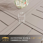VICLLAX Round Patio Table with Adjustable Umbrella Hole for 8, All Weather Metal Outdoor Dining Table for Lawn Garden, 59.8" Outdoor Coffee Table, Cream Color Frame