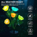 Solar Flowers Lights - Upgraded Outdoor Yellow Rose Flowers Lights, 7-Color Changing & Waterproof Outdoor Solar Lights for Garden, Patio, Backyard,Party and Office (Yellow Rose, 4)