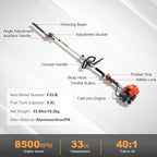 VEVOR 33CC 2-Cycle 5-in-1 Gas Powered Chainsaw with Extension Pole, All-in-One Trimmer Set with Hedge Trimmer, Weed Eater, Brush Cutter, Edger, and Pole Saw for Garden, Lawn, and Tree Maintenance