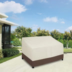 Easy-Going Heavy Duty Waterproof Outdoor 2-Seater Patio Couch Cover - Windproof with Air Vent (76Wx40Dx33H inch, Beige/Dark Brown)