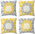 Qahing Pack of 4 Fall Outdoor Waterproof Pillow Covers 16x16 Decorative Outdoor Throw Pillows Garden Square Cushion Cases for Patio Furniture, Couch, Tent Sunbrella, Bench, Mustard Yellow Grey