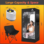 COSVALVE Portable Steam Sauna Box with Red Light for Home with 1600W 4L Steamer, Comfort Folding Chair, Indoor at Home Sauna Tent, Personal Steam Room for Relaxation, 2.9' x 2.9' x 5.9', Black