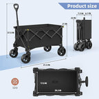 Collapsible Wagon with Wheels,220 lbs Capacity Heavy Duty Wagons Carts with Flexible Handle,Lightweight Portable Folding Utility Cart for Grocery Shopping,Camping,Garden,Sports