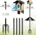 89 inch Double Hooks Heavy Duty Bird Feeder Pole with Squirrel Baffle for Outdoors,5-Prong Base Adjustable Bird House Pole for Smart Camera Birdfeeder,Bluebird House