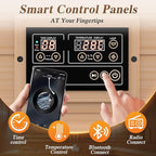 Upgraded 1 Person Sauna Infrared Sauna with Backrest, Hemlock Dry Sauna Indoor Wood Sauna for Home, 1062W 110V Low EMF Far Infrared Sauna with Integrated Speakers, Reading Lamp (Brown)