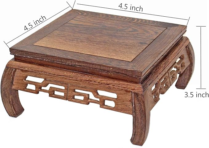 GOLDY&WENDY Chinese Style Wooden Base Rosewood Carved Flower Bonsai Display Stand Art Antique Furniture Decoration