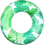 Pool Float for Swimming Pool, Inflatable Swim Tube Floaties for Teens Adults Tropical Leaf Printed Swim Ring Pool Party Decoration