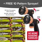 Pocket Hose Copper Bullet Expandable Garden Hose 50 FT w/10 Pattern Thumb Spray Nozzle AS SEEN ON TV 650psi 3/4 in Patented Lead-Free Ultra-Lightweight Solid Copper Anodized Aluminum Fittings No-Kink