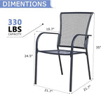 Outdoor Metal Patio Chairs Set of 8, Stackable Iron Mesh Dining Chairs with Armrests, All-Weather Bistro Chairs for Garden, Backyard, Porch, or Balcony