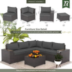 10 Pieces Outdoor Patio Furniture Set Outdoor Furniture Patio Sectional Sofa Conversation Sets w/ETL Approved 45" Gas Outdoor Fire Table & Coffee Table, Swivel Rocking Chair (Grey)