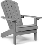 YEFU Adirondack Chair Weather Resistant: Outdoor Chair HIPS Plastic Adirondack Chairs - Patio Chairs with Wood Texture - Lawn Fire Pit Deck Porch Garden Chairs for Adults (Grey)
