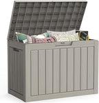 Outdoor Storage Box, 50 Gallon Deck Box Waterproof, Resin Patio Storage Bin for Package Delivery, Patio Furniture Cushion, Garden Tools, Pool Accessories, Weatherproof, Grey