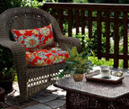 RSH DECOR: Lumbar & Square Throw Pillows Set of 4 | 20" x 12" & 17" x 17" | All-Weather Spun Fabric | Water and Fade-Resistant | Outdoor Accent Pillows for Patio Furniture | Daelyn Cherry