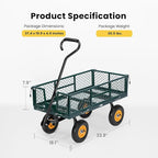 VIVOHOME Heavy Duty 550 Lbs Capacity Mesh Steel Garden Cart Folding Utility Wagon with Removable Sides (Green)