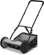 16" Push Reel Lawn Mower with Grass Catcher – Manual 5-Blade Hand Mower, Adjustable 3-Position Cutting Height (0.5"–1.75"), Lightweight & Eco-Friendly – 1-Year Warranty