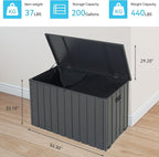 Outdoor Storage Box, 200 Gallon Metal Deck Box Built-in a Oxford Fabric Storage Bag, Lockable & Waterproof Outside Patio Storage Box - Gray