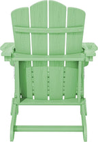 KINGYES Folding Adirondack Chair Set of 2, HDPE All-Weather Folding Adirondack Chair, Light Green