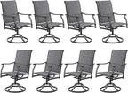 Soohow Swivel Outdoor Dining Chairs Set of 8, Patio Swivel Dining Chair with Textilene Fabric, Outdoor Metal Armchair All Weather Resistant, Ergonomic Comfort, Perfect for Patio, Backyard, Balcony