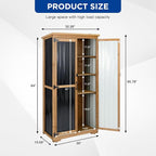 Outdoor Storage Cabinet Wood & Metal with Waterproof Roof, Garden Tool Shed with 3 Removable Shelves, 4 adjustable reinforced feet with metal brackets, 6 T-Hinge, magnetic door,15.6"D x 32.3"W x 66"H