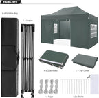 COBIZI 10x15 Pop Up Canopy with 4 Sidewall,Heavy Duty Canopy UPF 50+ All Season Wind Waterproof Commercial Outdoor Wedding Party Tents for Parties Gazebo with Carry Bag(10 x 15 ft Gray)
