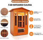 Outdoor Sauna 2 Person Sauna Infrared Saunas Dry Sauna Room 2080W/110V Low EMF Outer Board Red Cedar/Inner Board Fir Wood, Oxygen Bar, Speaker, LCD Control Screen, LED Lights - 48.8*38.2*81.9 in
