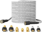 Giraffe Tools Pressure Washer Hose 100FT X 1/4", 3200 PSI Pressure Washing Hose, Kink Resistant, Heavy Duty Power Washer Hose, M22 to 3/8" Quick Connect Couplers for Replacement, 7 Accessories