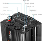 POTEK 2500W Power Inverter 12V DC to 120V AC Converter with 3 AC Outlets