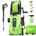 Pressure Cleaner 5000PSI Power Cleaners Powered with 33ft Pressure Hose, 4 Nozzle and Foam Cannon, powerCleaners for Home, Cars, Fences, Patio, Green