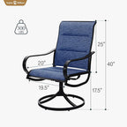Sophia & William Outdoor Patio Chairs Set of 4, Swivel Patio Chair with Padded Textilene and Black Metal Frame, Good for Lawn Yard Garden All Weather (Blue)
